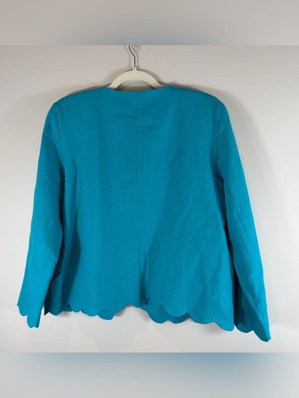 Chico's Teal Scalloped Open-Front Blazer Size Large - Picture 5 of 6